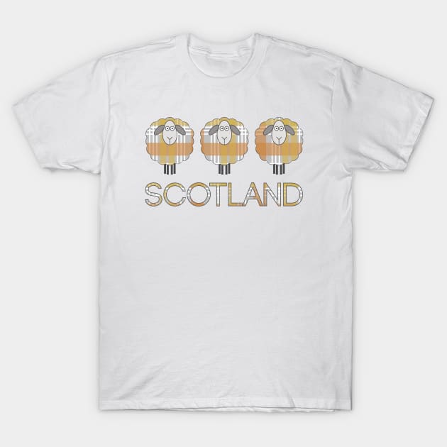 Trio of Scottish Metallic Tone Christmas Tartan Patterned Sheep T-Shirt by MacPean